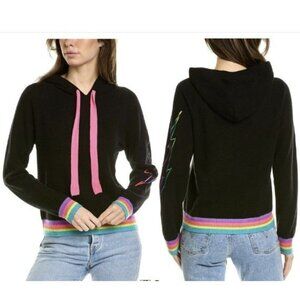 Brodie Cashmere Thunder Strike Cashmere Hoodie in Black & Rainbow Size Large